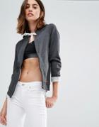 Vero Moda Zip Front Hoodie - Gray