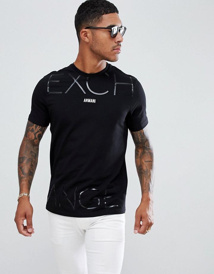 Armani Exchange Bold Logo T-shirt In Black - Black