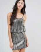 Endless Rose Plisse Metallic Dress With Overlay - Silver