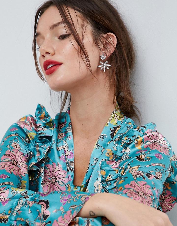 Asos Occasion Jewel Swing Earrings - Silver