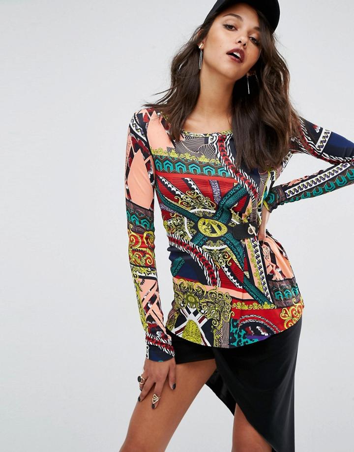 Versace Jeans African Print Chain Detail Top - Multi