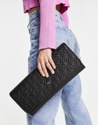 River Island Quilted Flat Front Clutch Bag In Black