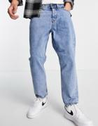 Only & Sons Tapered Fit Cropped Jeans In Light Vintage Wash Blue-blues