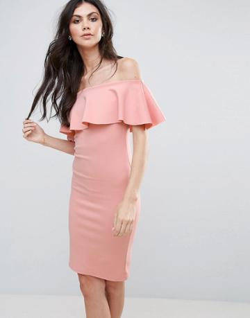 Be Jealous Bardot Midi Dress - Pink