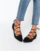 New Look Tie Up Flat Shoe - Black