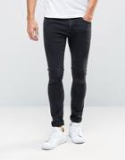 New Look Super Skinny Fit Jeans In Washed Black With Ripped Knee - Gra