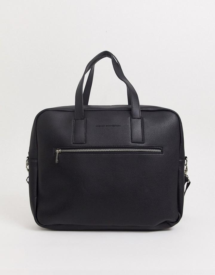 French Connection Faux Leather Messenger Bag-black