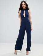 Love Plunge Cut Out Jumpsuit - Navy