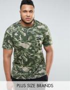 Defend London Plus Camo T-shirt With Paint Splatter - Green