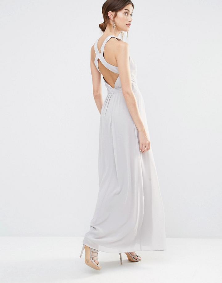 Warehouse Strappy Maxi Dress - Gray