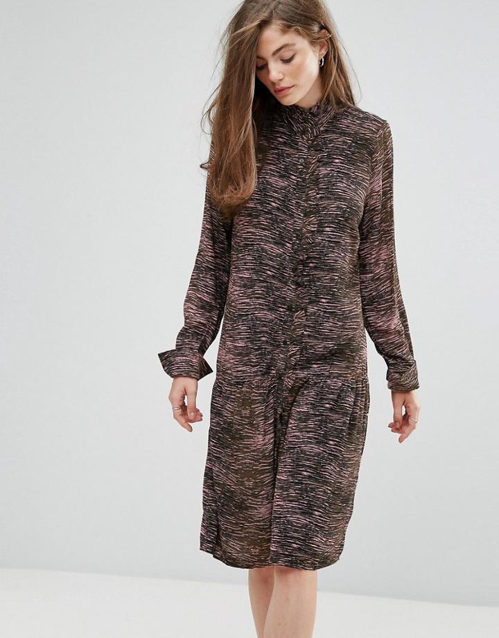 Gestuz Iva Tiger Army Print Dress - Green