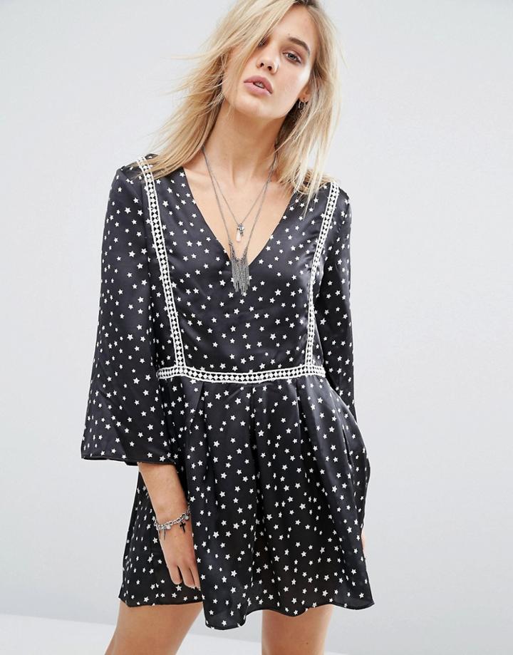 Chandelier Star Print Dress - Black