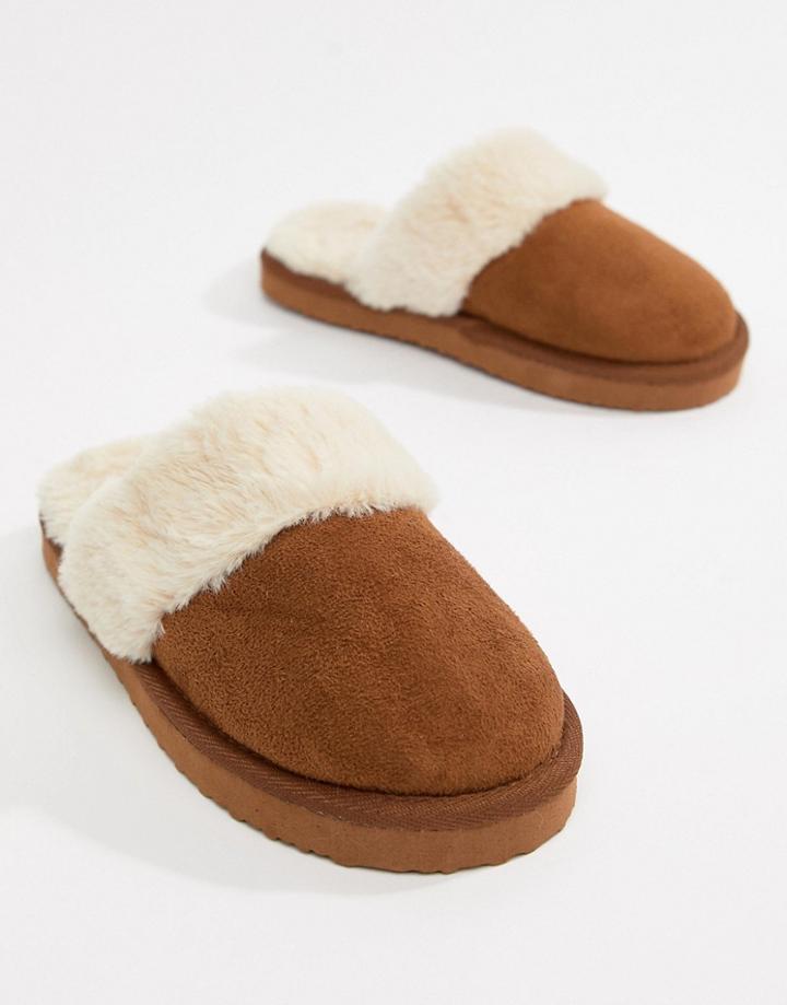 Asos Design New Moon Slippers - Tan