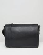 Asos Satchel In Faux Leather With Piping Detail - Black