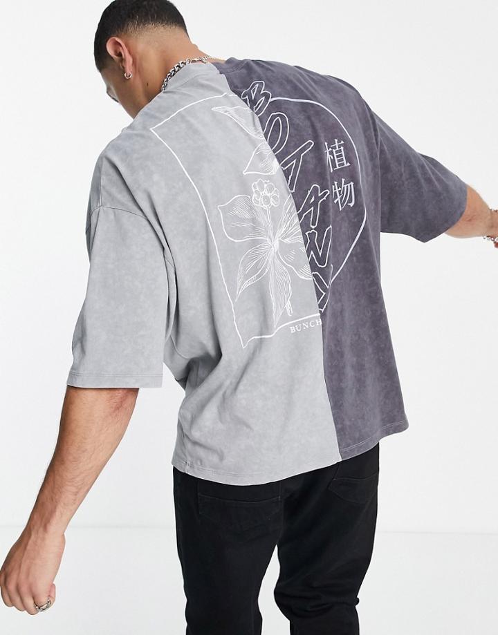 Asos Design Oversized T-shirt In Washed Color Block With Back Print-multi
