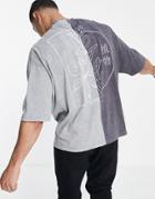 Asos Design Oversized T-shirt In Washed Color Block With Back Print-multi