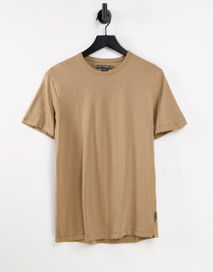 French Connection Crew Neck T-shirt In Camel-brown