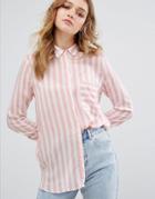 Pull & Bear Stripe Shirt - Pink
