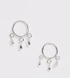 Asos Design Sterling Silver Earrings In Open Circle Design With Hanging Charms