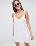 Asos Design Natural Fabric Braid Back Beach Dress - White