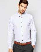 Asos White Shirt With Button Down Collar And Contrast Buttons In Regular Fit - White