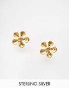 Dogeared Gold Plated Teeny Flower Stud Earrings - Gold