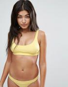 Asos Mix And Match Crop Bikini Top In Rib - Yellow