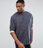 Asos Design Tall Oversized Paisley Print Shirt With Drop Shoulder - Gray