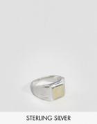 Asos Sterling Silver Signet Ring With Gold Plating - Silver
