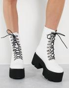 Lamoda Chunky Lace Up Boots In White