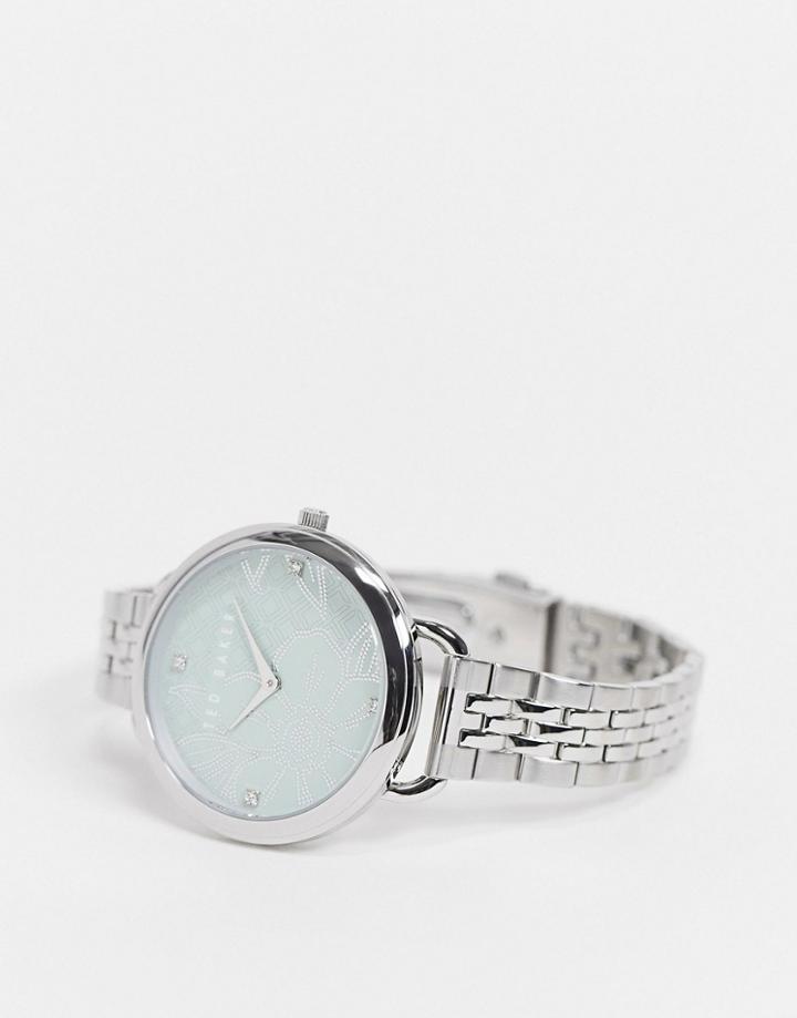Ted Baker Green Dial And Crystal Watch-silver