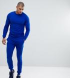 Asos Tall Tracksuit Muscle Sweatshirt/super Skinny Jogger In Bright Blue - Blue
