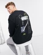 Topman 1992 Front And Back Print Sweatshirt In Black