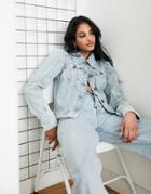 River Island Western Denim Jacket In Blue