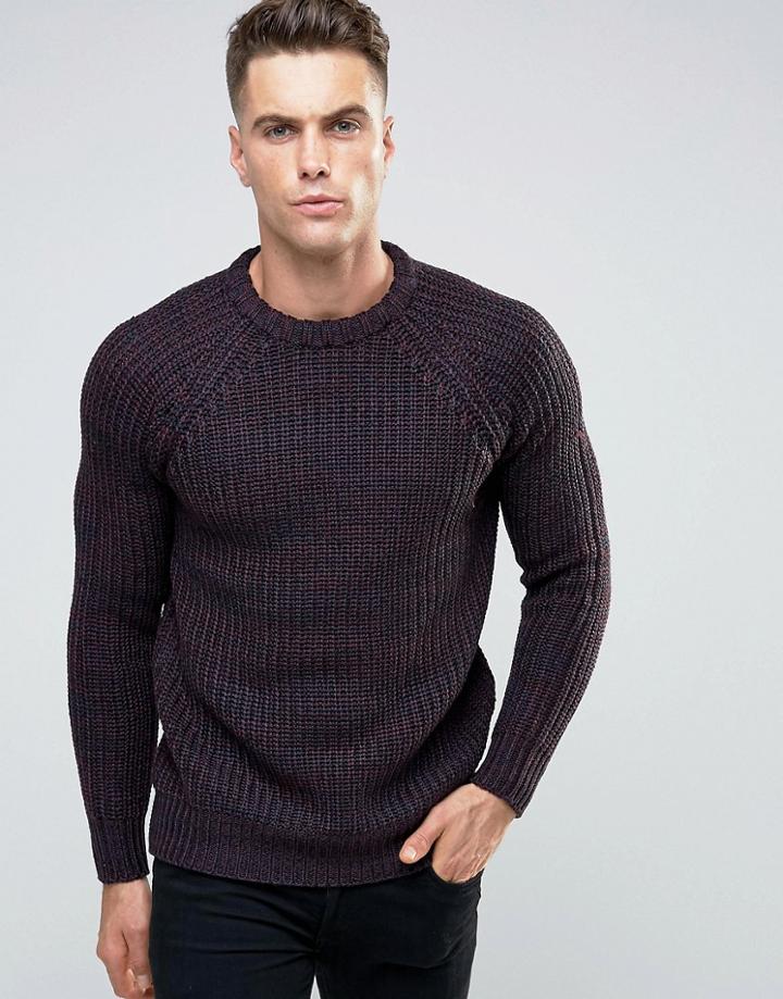 Brave Soul Color Twist Sweater With Raglan Sleeve - Blue