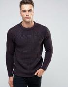 Brave Soul Color Twist Sweater With Raglan Sleeve - Blue