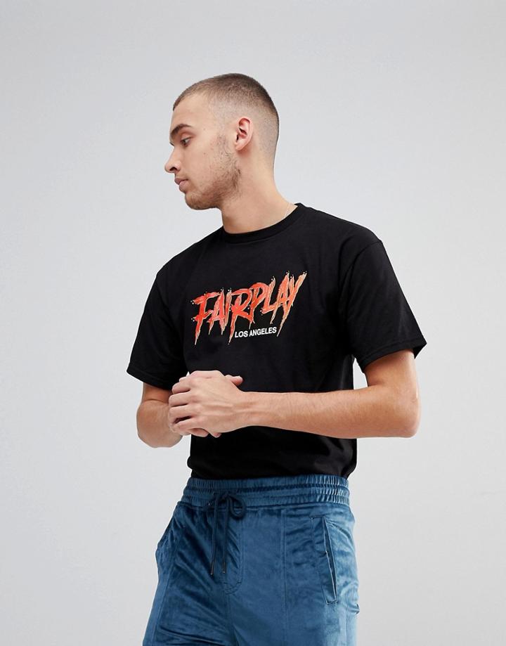 Fairplay Slasher T-shirt With Large Logo - Black
