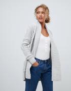 New Look Cable Cardigan In Gray - Gray