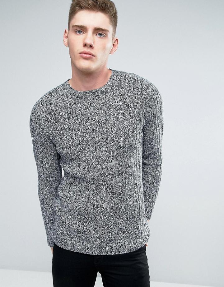 Lindbergh Sweater In Blue Rib Knit - Blue