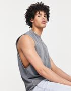 Asos Design Heavyweight Relaxed Tank Top In Acid Wash Gray