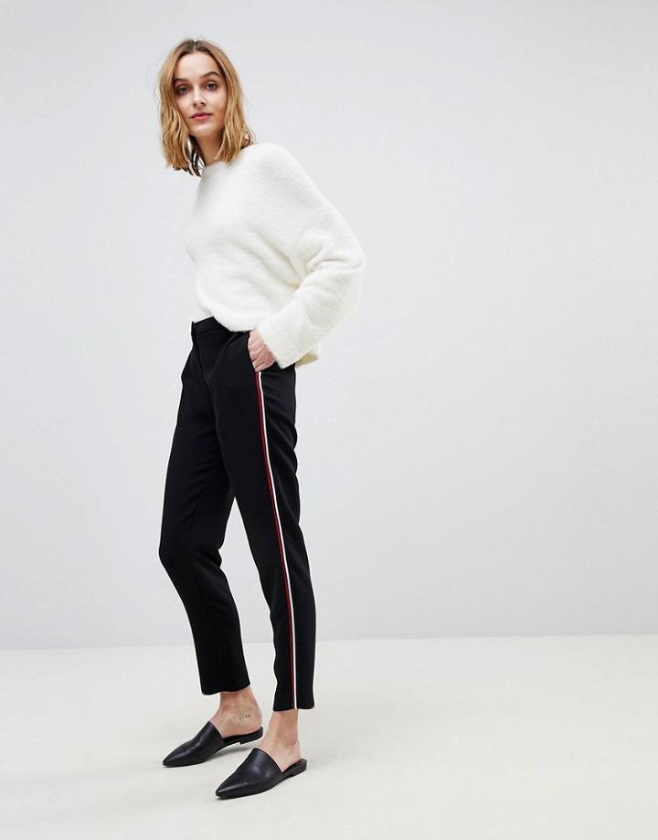 Warehouse Side Stripe Slim Leg Pants - Black