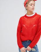 Jdy Cable Knit Sweater - Orange