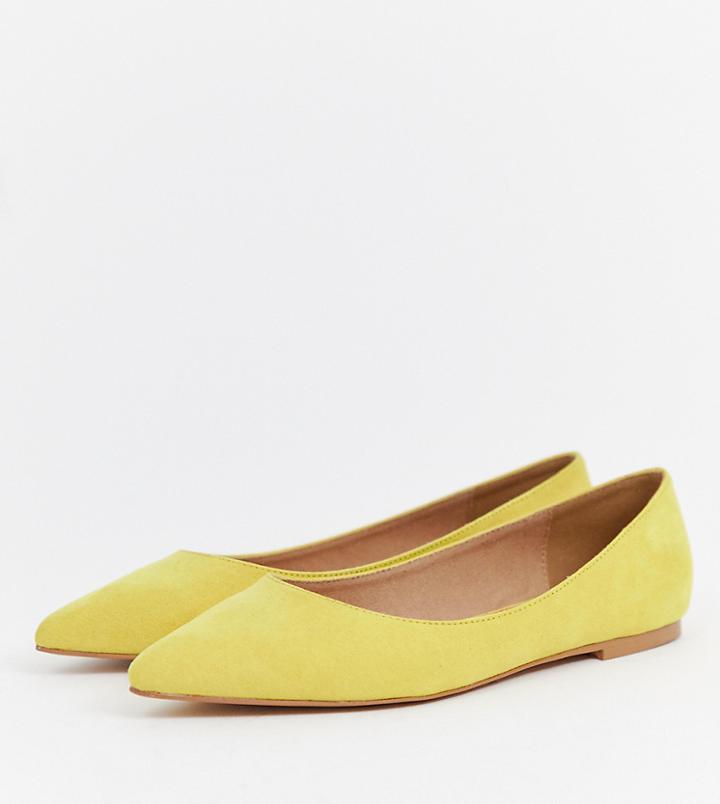Asos Design Latch Pointed Ballet Flats - Yellow