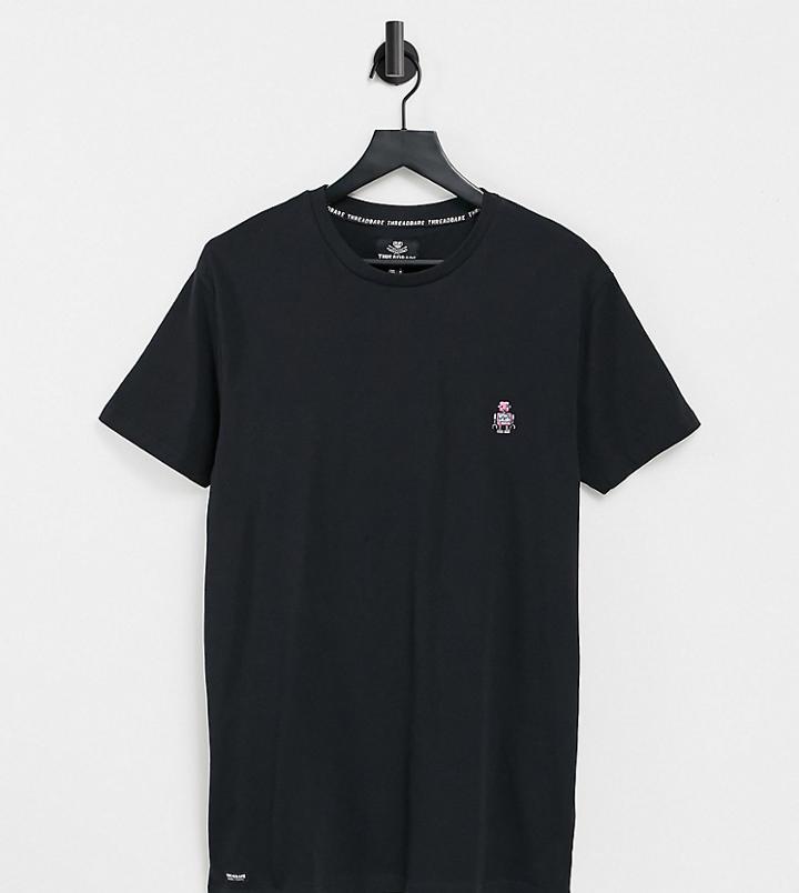 Threadbare Tall Robot Embroidery T-shirt In Black