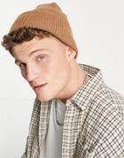 Topman Beanie In Recycled Polyester In Camel-neutral