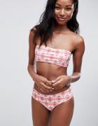 Brave Soul Kalidescope Bandeau Bikini Set-pink