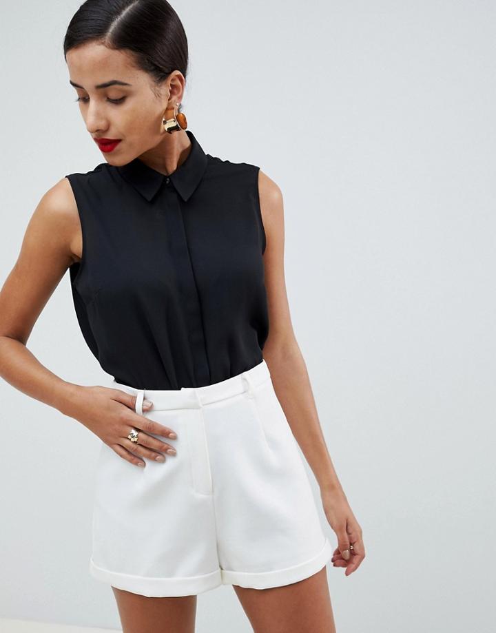 Asos Design Sleeveless Soft Shirt-black