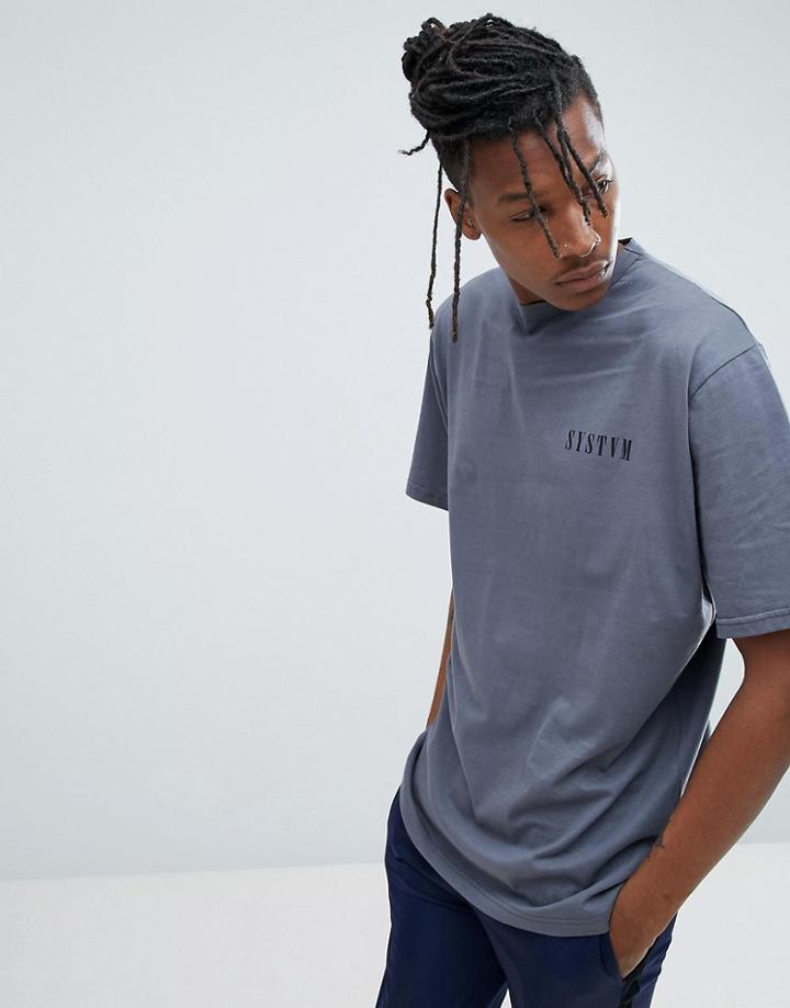 Systvm Chest Logo Crew Neck T-shirt - Gray