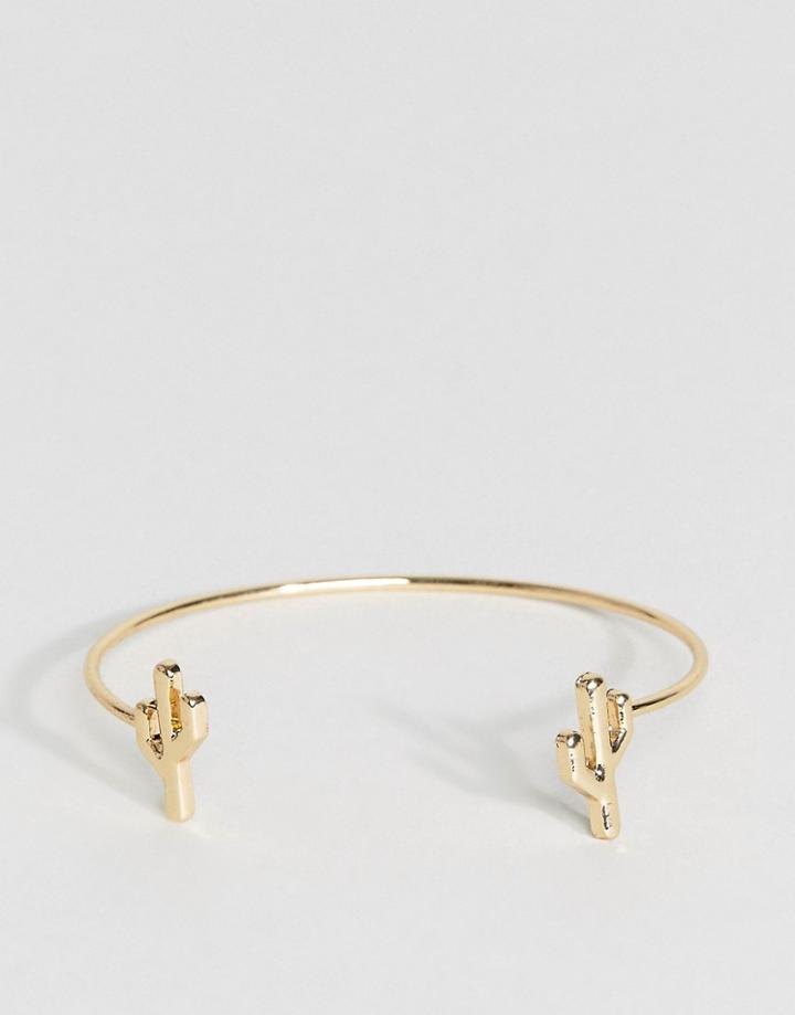Asos Open Cactus Cuff Bracelet - Gold