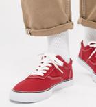 Asos Design Wide Fit Oxford Plimsolls In Red Canvas - Red